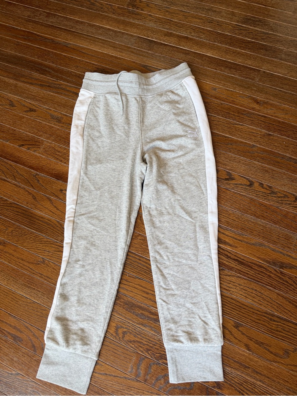 Puma Light Gray Track Joggers with White Side Panels